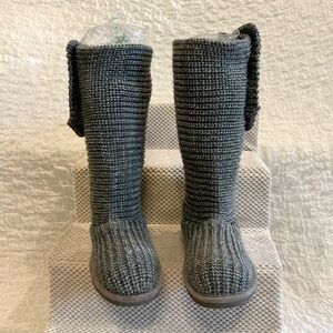 BearPaw Gray Winter Knit Boots-Sz 6